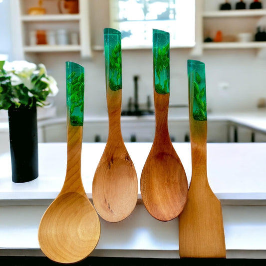 Zümrüt Serisi 4 Parça Ahşap Pişirme Seti